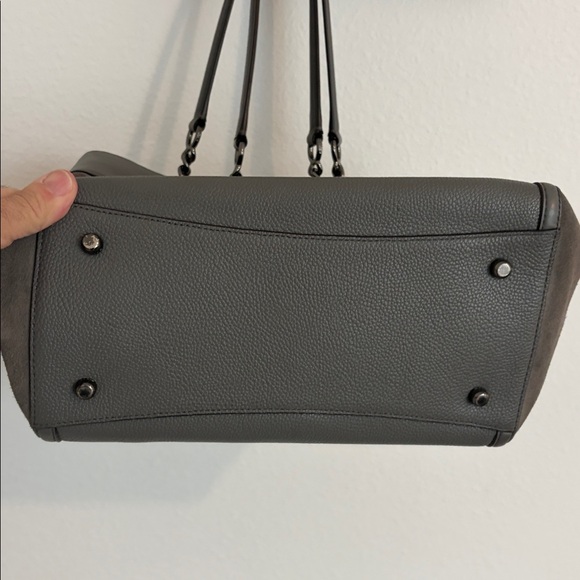 Coach Leather and Suede Shoulder Bag in Dove Gray with Gun Metal Hardware - Picture 5 of 16